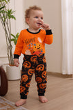 Ensemble de pyjama familial d’Halloween orange imprimé citrouille