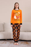 Ensemble de pyjama familial d’Halloween orange imprimé citrouille