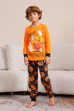 Ensemble de pyjama familial d’Halloween orange imprimé citrouille