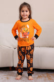 Ensemble de pyjama familial d’Halloween orange imprimé citrouille