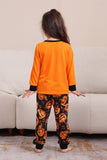 Ensemble de pyjama familial d’Halloween orange imprimé citrouille