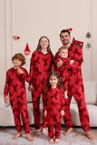 Pyjama une pièce de Noël assorti rouge à imprimé wapiti