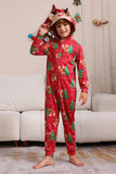 Pyjama une pièce de Noël assorti à imprimé sapin de Noël rouge