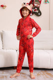 Ensemble de pyjama familial à capuche à motifs rouges