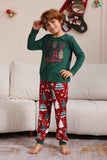 Ensemble de pyjama familial Joyeux Noël vert foncé