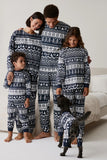 Ensembles de pyjama familial imprimé flocon de neige et arbre de Noël bleu marine