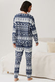 Ensembles de pyjama familial imprimé flocon de neige et arbre de Noël bleu marine