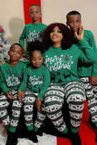 Ensemble de pyjama familial imprimé Joyeux Noël vert foncé