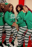 Ensemble de pyjama familial imprimé Joyeux Noël vert foncé