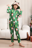 Pyjama de Noël vert pour la famille Assorti Noël pour les femmes Hommes Capuche Une pièce Pjs Vêtements de nuit de vacances