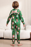 Pyjama de Noël vert pour la famille Assorti Noël pour les femmes Hommes Capuche Une pièce Pjs Vêtements de nuit de vacances