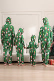 Pyjama de Noël vert pour la famille Assorti Noël pour les femmes Hommes Capuche Une pièce Pjs Vêtements de nuit de vacances