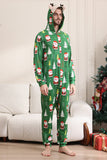 Pyjama de Noël vert pour la famille Assorti Noël pour les femmes Hommes Capuche Une pièce Pjs Vêtements de nuit de vacances