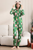 Pyjama de Noël vert pour la famille Assorti Noël pour les femmes Hommes Capuche Une pièce Pjs Vêtements de nuit de vacances