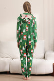 Pyjama de Noël vert pour la famille Assorti Noël pour les femmes Hommes Capuche Une pièce Pjs Vêtements de nuit de vacances