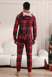 Pyjama rouge joyeux Noël pour la famille à capuche Une pièce Pjs Pyjama de vacances