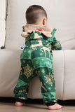 Ensemble de pyjama imprimé cerf et flocon de neige vert foncé pour hommes et femmes couples famille