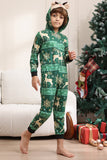 Ensemble de pyjama imprimé cerf et flocon de neige vert foncé pour hommes et femmes couples famille