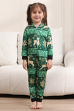 Ensemble de pyjama imprimé cerf et flocon de neige vert foncé pour hommes et femmes couples famille