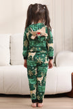 Ensemble de pyjama imprimé cerf et flocon de neige vert foncé pour hommes et femmes couples famille