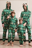 Ensemble de pyjama imprimé cerf et flocon de neige vert foncé pour hommes et femmes couples famille