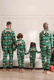 Ensemble de pyjama imprimé cerf et flocon de neige vert foncé pour hommes et femmes couples famille