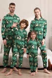 Ensemble de pyjama imprimé cerf et flocon de neige vert foncé pour hommes et femmes couples famille