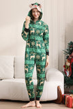 Ensemble de pyjama imprimé cerf et flocon de neige vert foncé pour hommes et femmes couples famille