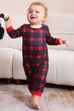 Noir Rouge Famille Assorti Pyjamas Adulte Enfants Bébé Tops et Pantalon à Carreaux Ensemble de Pyjama de Noël