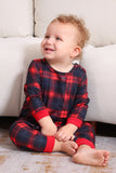 Noir Rouge Famille Assorti Pyjamas Adulte Enfants Bébé Tops et Pantalon à Carreaux Ensemble de Pyjama de Noël