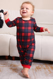 Noir Rouge Famille Assorti Pyjamas Adulte Enfants Bébé Tops et Pantalon à Carreaux Ensemble de Pyjama de Noël