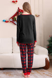 Noir Rouge Famille Assorti Pyjamas Adulte Enfants Bébé Tops et Pantalon à Carreaux Ensemble de Pyjama de Noël