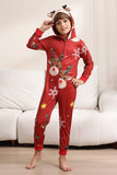 Combinaison assortie pour les femmes Hommes Famille Capuche Rouge Pyjama Une Pièce Ensemble de Pyjama de Noël