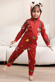 Combinaison assortie pour les femmes Hommes Famille Capuche Rouge Pyjama Une Pièce Ensemble de Pyjama de Noël