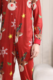 Combinaison assortie pour les femmes Hommes Famille Capuche Rouge Pyjama Une Pièce Ensemble de Pyjama de Noël