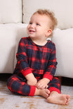 Noir Rouge Famille Assorti Pyjamas Adulte Enfants Bébé Tops et Pantalon à Carreaux Ensemble de Pyjama de Noël