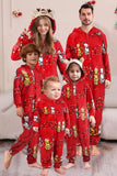 Pyjama familial assorti à motif chat rouge à manches longues