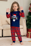Ensemble de pyjama de Noël rouge marine à carreaux à manches longues