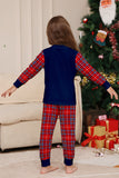 Ensemble de pyjama de Noël rouge marine à carreaux à manches longues