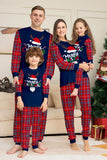 Ensemble de pyjama de Noël rouge marine à carreaux à manches longues