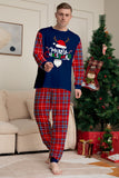 Ensemble de pyjama de Noël rouge marine à carreaux à manches longues