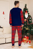 Ensemble de pyjama de Noël rouge marine à carreaux à manches longues