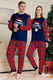 Ensemble de pyjama de Noël rouge marine à carreaux à manches longues