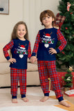 Ensemble de pyjama de Noël rouge marine à carreaux à manches longues