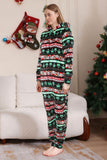 Pyjama de famille une pièce noir motif sapin de Noël assorti