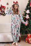 Pyjama familial une pièce gris motif de Noël assorti