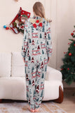 Pyjama familial une pièce gris motif de Noël assorti