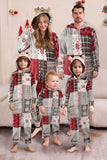 Pyjama familial assorti imprimé flocon de neige gris rouge
