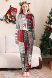 Pyjama familial assorti imprimé flocon de neige gris rouge