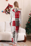 Pyjama familial assorti imprimé flocon de neige gris rouge